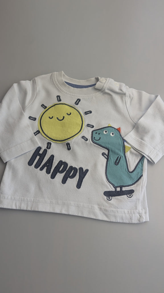 Nutmeg Happy Dinosaur Top - Boys 0-3 Months Nutmeg Used, Preloved, Preworn & Second Hand Baby, Kids & Children's Clothing UK Online. Cheap affordable. Brands including Next, Joules, Nutmeg Morrisons, TU, F&F, H&M.