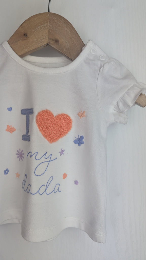 Nutmeg I Love My Dada Top - Girls 0-3 Months Nutmeg Used, Preloved, Preworn & Second Hand Baby, Kids & Children's Clothing UK Online. Cheap affordable. Brands including Next, Joules, Nutmeg Morrisons, TU, F&F, H&M.