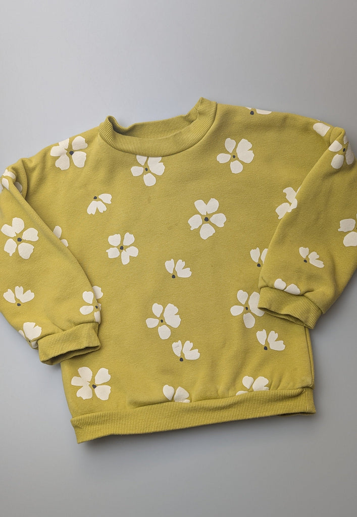 Nutmeg Mustard Floral Jumper - Girls 3-4 Years Little Ones Preloved Used, Preloved, Preworn Baby, Girls & Boys Clothes. Kids & Children's second hand Clothing UK Online. Cheap affordable. Brands including Next, Joules, Nutmeg Morrisons, TU, F&F, H&M.