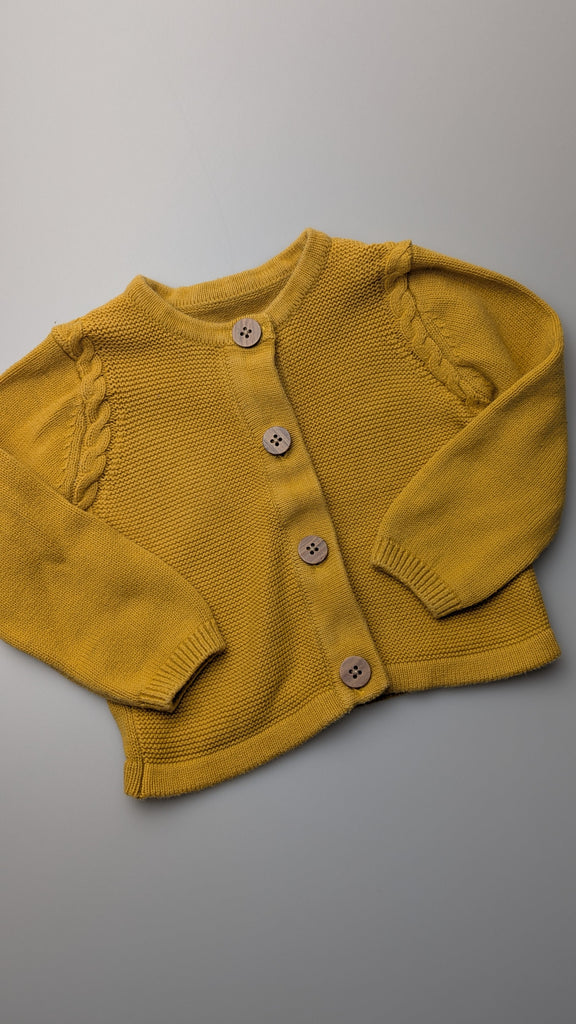 Nutmeg Mustard Yellow Knit Cardigan - Girls 12-18 Months Little Ones Preloved Used, Preloved, Preworn Baby, Girls & Boys Clothes. Kids & Children's second hand Clothing UK Online. Cheap affordable. Brands including Next, Joules, Nutmeg Morrisons, TU, F&F, H&M.