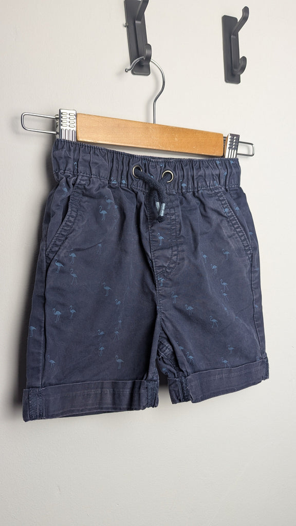 Nutmeg Navy Flamingo Shorts - Boys 18-24 Months Little Ones Preloved Used, Preloved, Preworn & Second Hand Baby, Kids & Children's Clothing UK Online. Cheap affordable. Brands including Next, Joules, Nutmeg Morrisons, TU, F&F, H&M.