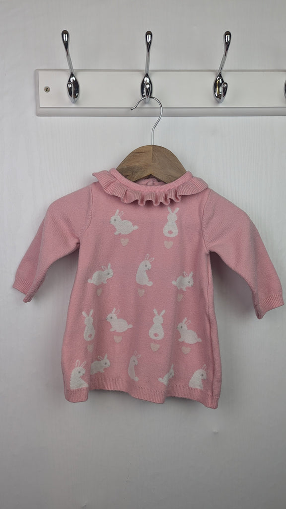 Nutmeg Pink Bunny Fine Knit Dress - Girls 0-3 Months Little Ones Preloved Used, Preloved, Preworn & Second Hand Baby, Kids & Children's Clothing UK Online. Cheap affordable. Brands including Next, Joules, Nutmeg Morrisons, TU, F&F, H&M.