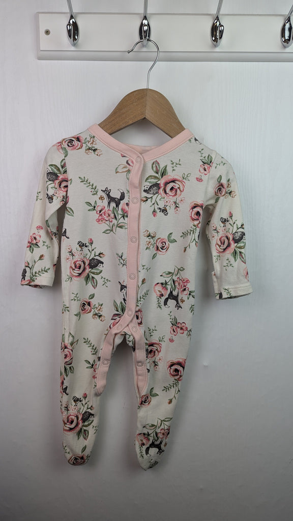 Nutmeg Pink Floral Sleepsuit - Girls 3-6 Months Little Ones Preloved Used, Preloved, Preworn & Second Hand Baby, Kids & Children's Clothing UK Online. Cheap affordable. Brands including Next, Joules, Nutmeg Morrisons, TU, F&F, H&M.