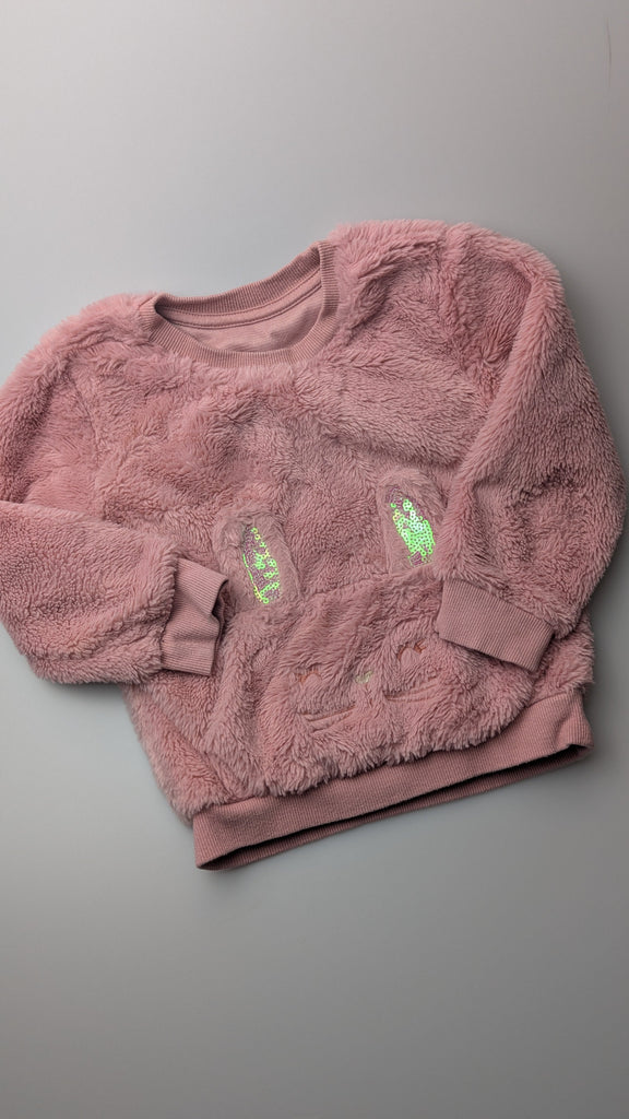 Nutmeg Pink Fluffy Bunny Jumper - Girls 4-5 Years Little Ones Preloved Used, Preloved, Preworn Baby, Girls & Boys Clothes. Kids & Children's second hand Clothing UK Online. Cheap affordable. Brands including Next, Joules, Nutmeg Morrisons, TU, F&F, H&M.