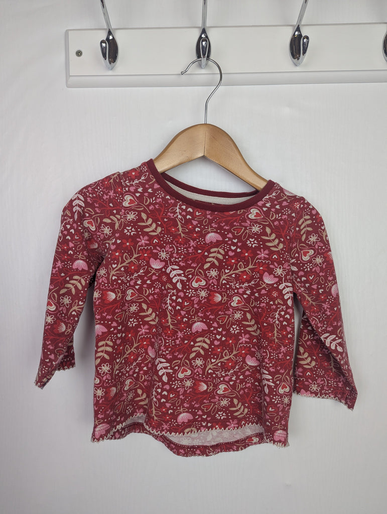 Nutmeg Red Floral Top - Girls 12-18 Months Little Ones Preloved Used, Preloved, Preworn Baby, Girls & Boys Clothes. Kids & Children's second hand Clothing UK Online. Cheap affordable. Brands including Next, Joules, Nutmeg Morrisons, TU, F&F, H&M.