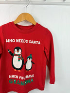 Nutmeg Santa Long Sleeve Top - Unisex 2 - 3 Years - Little Ones Preloved. Second Hand Children's & Preloved Baby, Kids, Girls & Boys Clothes. UK online