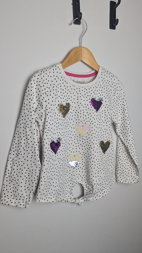 Nutmeg Sequin Hearts Long Sleeve Top - Girls 4-5 Years Little Ones Preloved Used, Preloved, Preworn & Second Hand Baby, Kids & Children's Clothing UK Online. Cheap affordable. Brands including Next, Joules, Nutmeg Morrisons, TU, F&F, H&M.