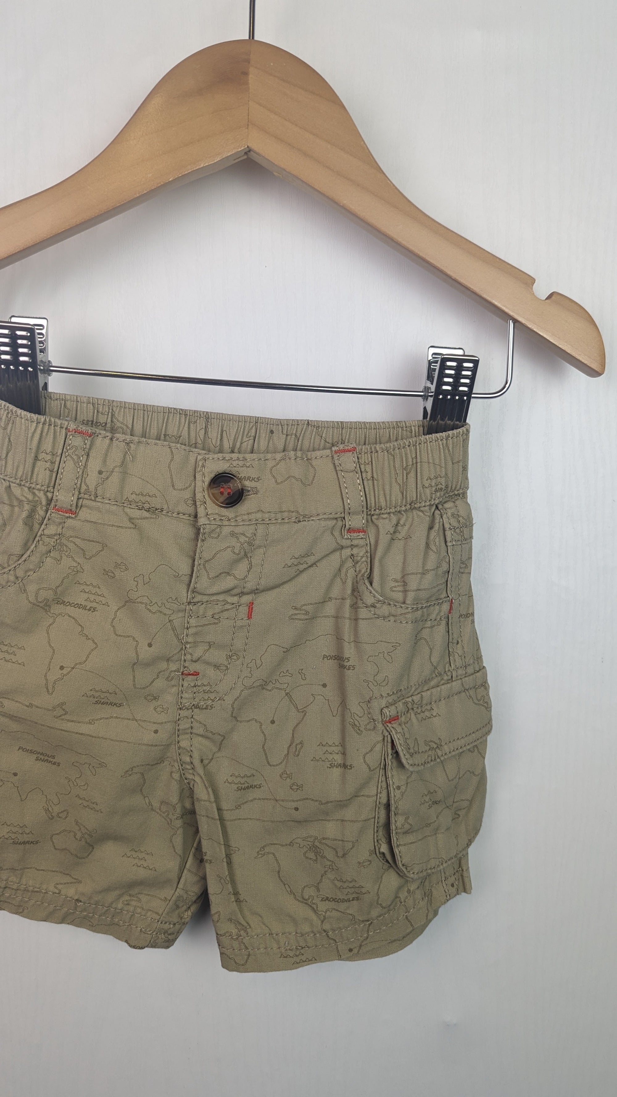 Nutmeg Tan Map Shorts - Baby Boys 3 - 6 Months - Little Ones Preloved. Second Hand Children's & Preloved Baby, Kids, Girls & Boys Clothes. UK online