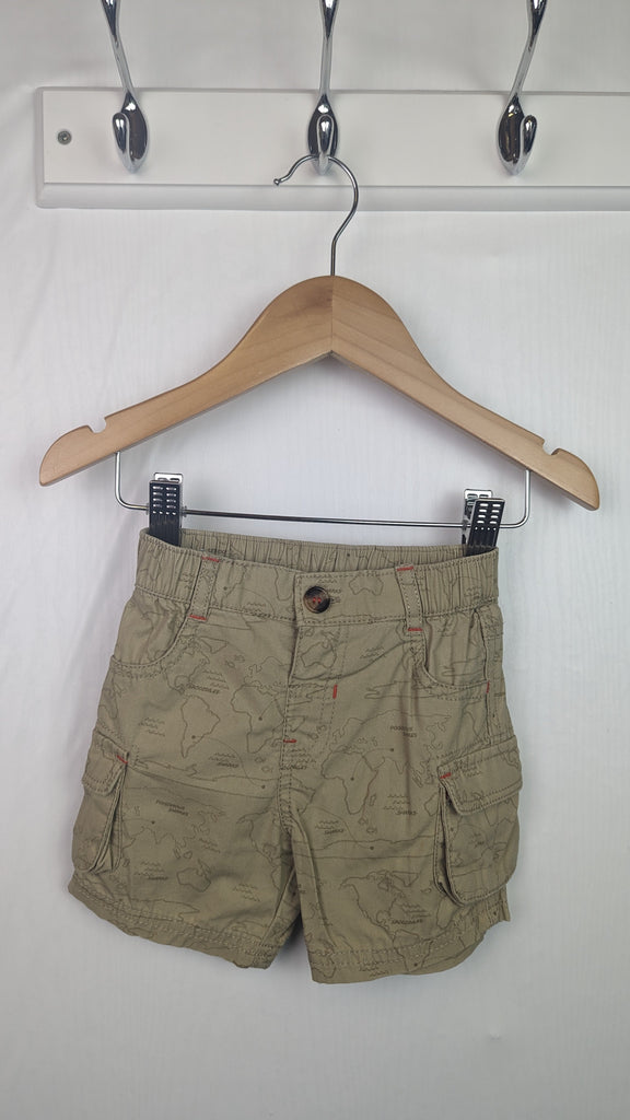 Nutmeg Tan Map Shorts - Baby Boys 3-6 Months Nutmeg Used, Preloved, Preworn & Second Hand Baby, Kids & Children's Clothing UK Online. Cheap affordable. Brands including Next, Joules, Nutmeg Morrisons, TU, F&F, H&M.