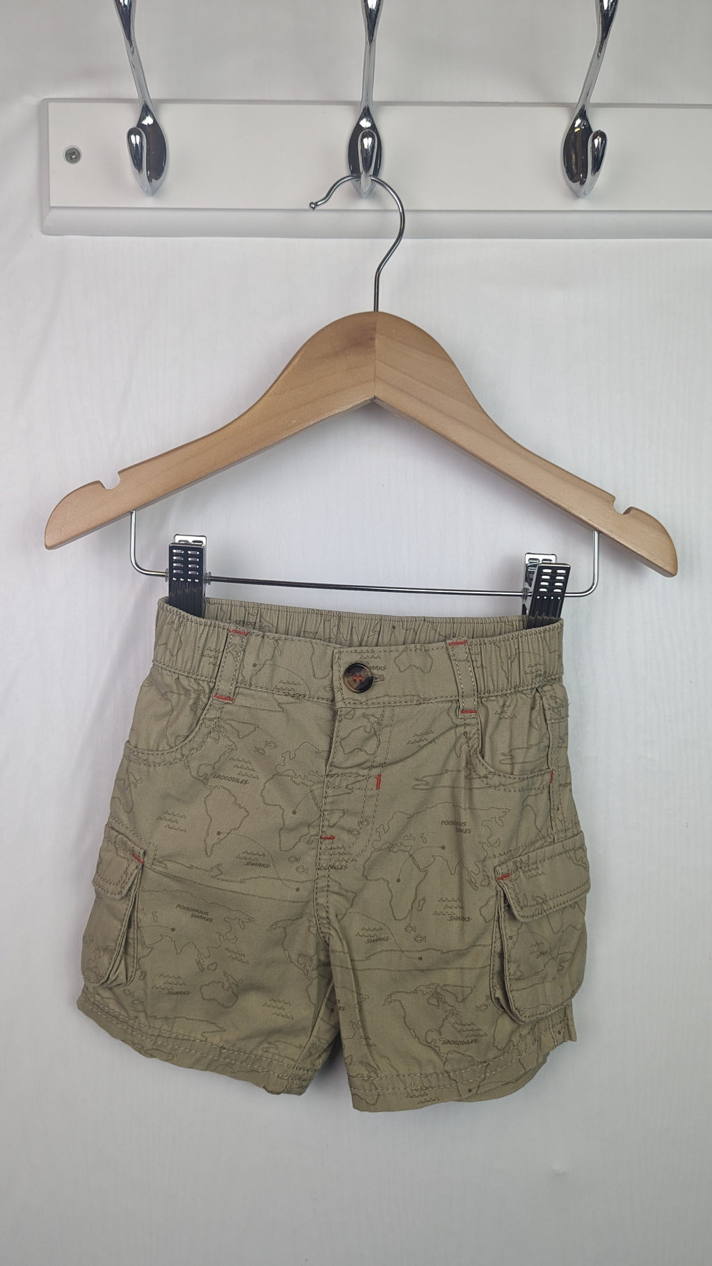 Nutmeg Tan Map Shorts - Baby Boys 3 - 6 Months - Little Ones Preloved. Second Hand Children's & Preloved Baby, Kids, Girls & Boys Clothes. UK online