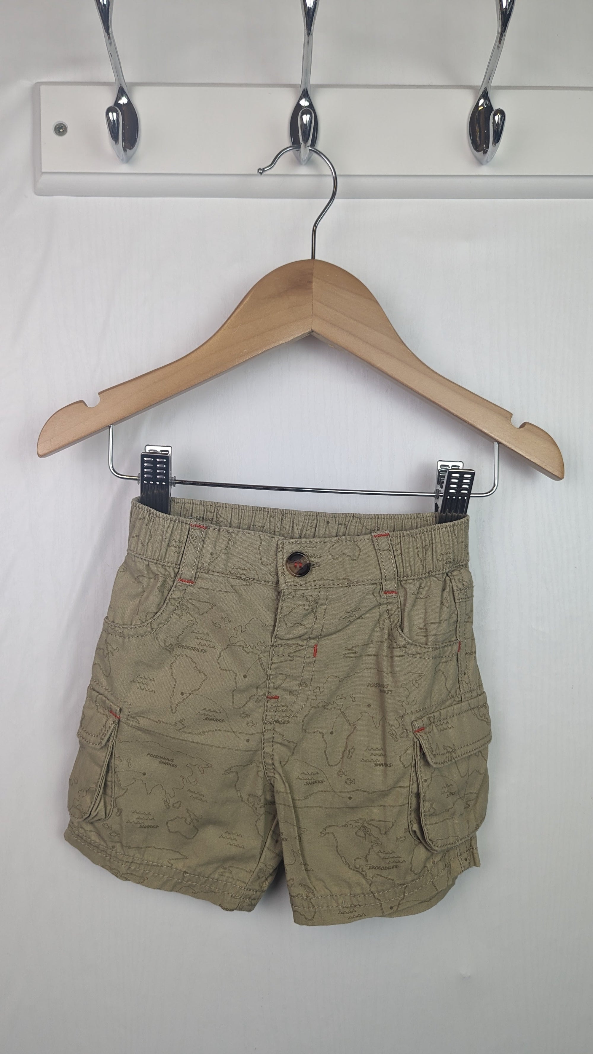 Nutmeg Tan Map Shorts - Baby Boys 3 - 6 Months - Little Ones Preloved. Second Hand Children's & Preloved Baby, Kids, Girls & Boys Clothes. UK online
