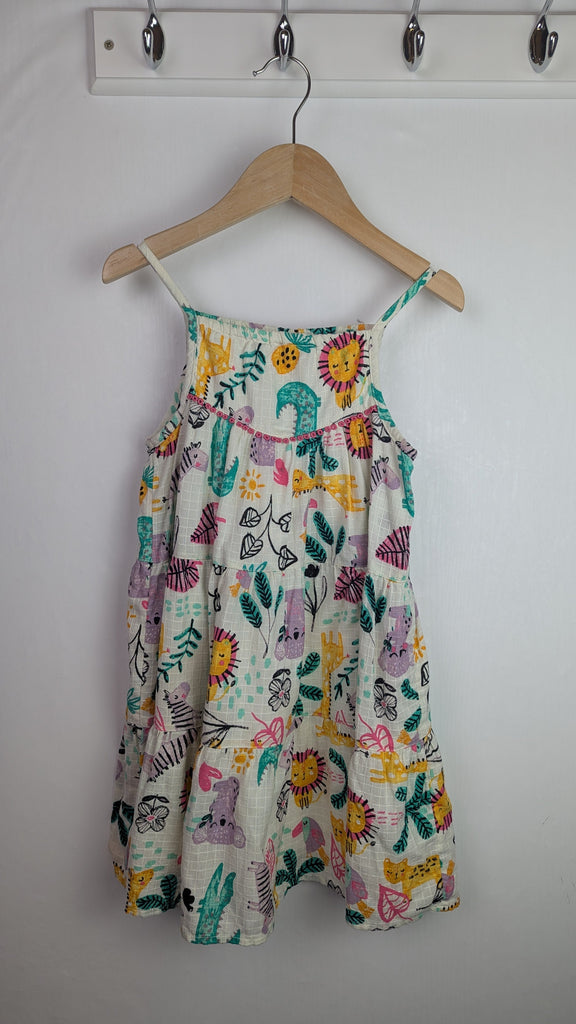 Nutmeg Tiered Animal Dress - Girls 5-6 Years Little Ones Preloved Used, Preloved, Preworn Baby, Girls & Boys Clothes. Kids & Children's second hand Clothing UK Online. Cheap affordable. Brands including Next, Joules, Nutmeg Morrisons, TU, F&F, H&M.