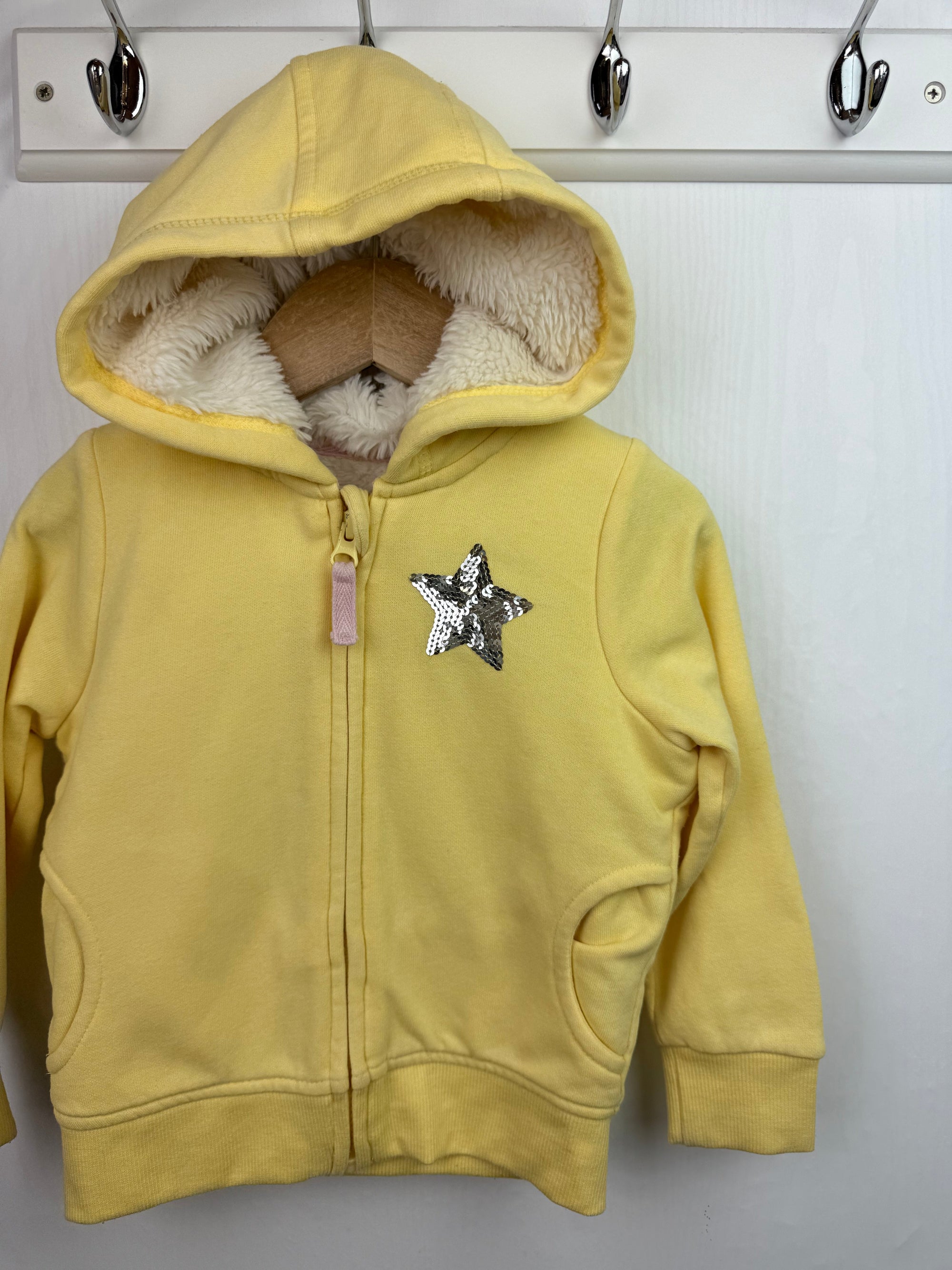 Nutmeg Yellow Fluffy Lined Hoodie - Girls 2 - 3 Years - Little Ones Preloved. Second Hand Children's & Preloved Baby, Kids, Girls & Boys Clothes. UK online