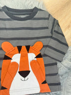 Nwot’s Ex - Next Grey Striped Tiger Top - Boys 3 - 6 Months - Little Ones Preloved. Second Hand Children's & Preloved Baby, Kids, Girls & Boys Clothes. UK online