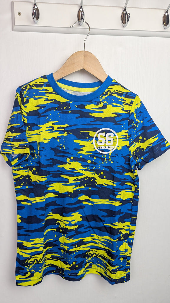 NWOT's F&F Blue Camo Top - Boys 7-8 Years Little Ones Preloved Used, Preloved, Preworn Baby, Girls & Boys Clothes. Kids & Children's second hand Clothing UK Online. Cheap affordable. Brands including Next, Joules, Nutmeg Morrisons, TU, F&F, H&M.