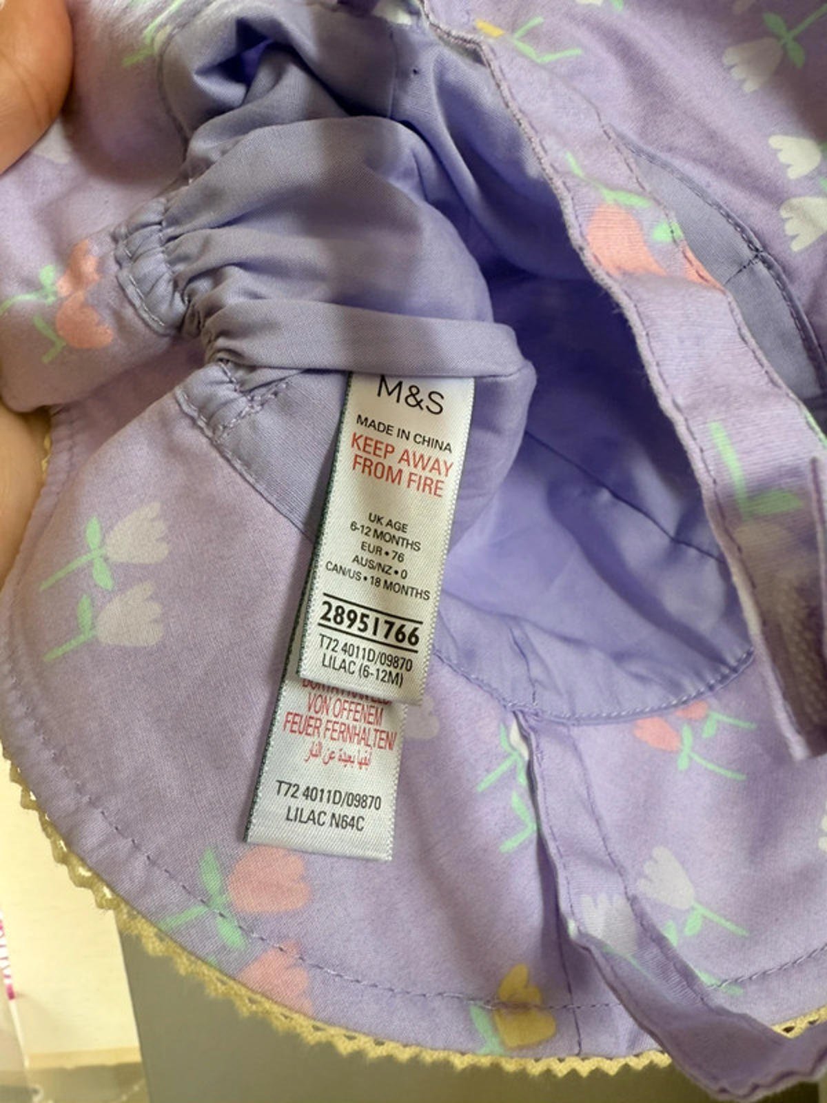Nwot’s M&S Floral Lilac Summer Hat - Girls 6 - 12 Months - Little Ones Preloved. Second Hand Children's & Preloved Baby, Kids, Girls & Boys Clothes. UK online