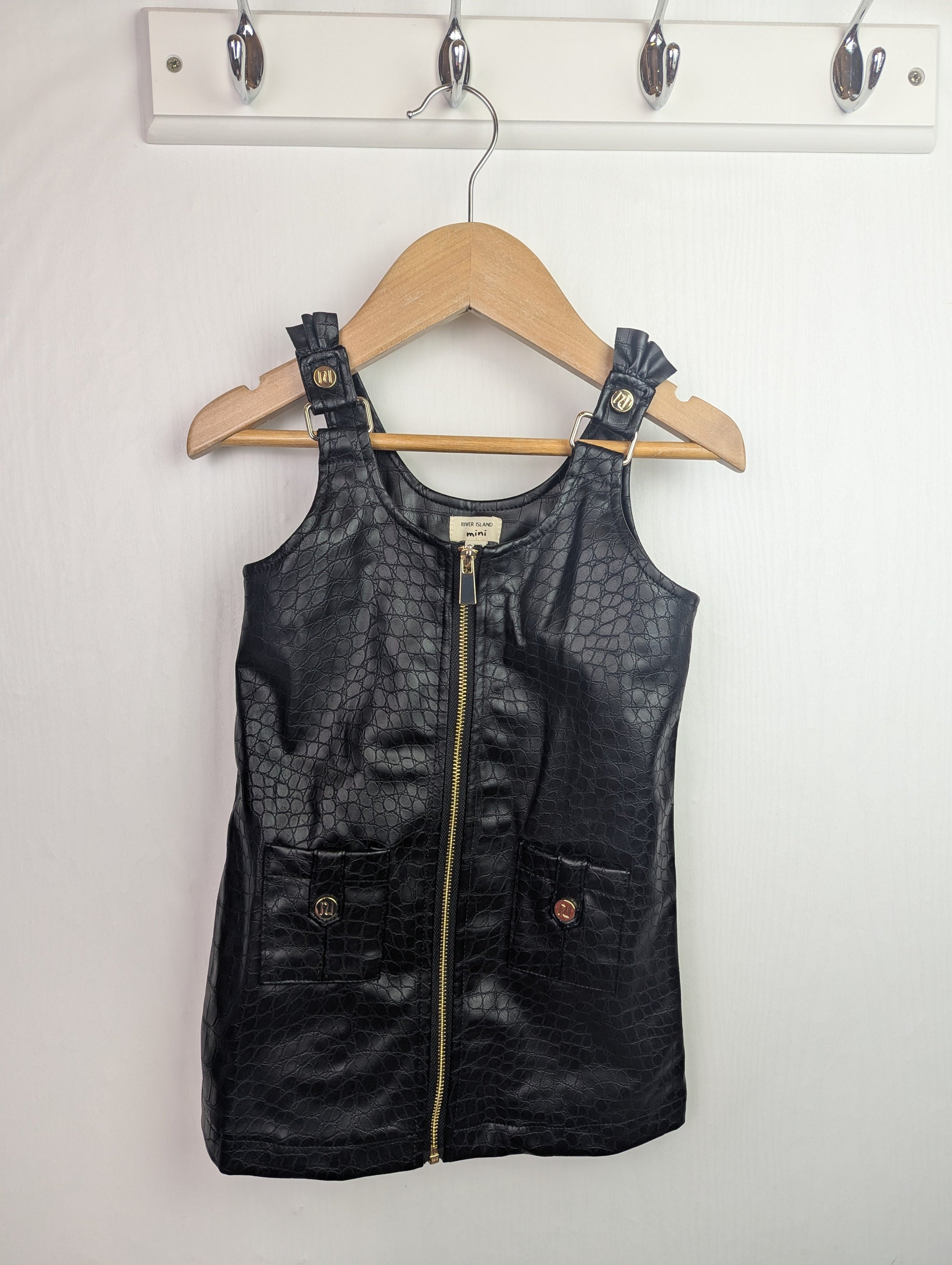 NWOT's River Island Black Pleather Dress - Girls 9 - 12 Months - Little Ones Preloved. Second Hand Children's & Preloved Baby, Kids, Girls & Boys Clothes. UK online