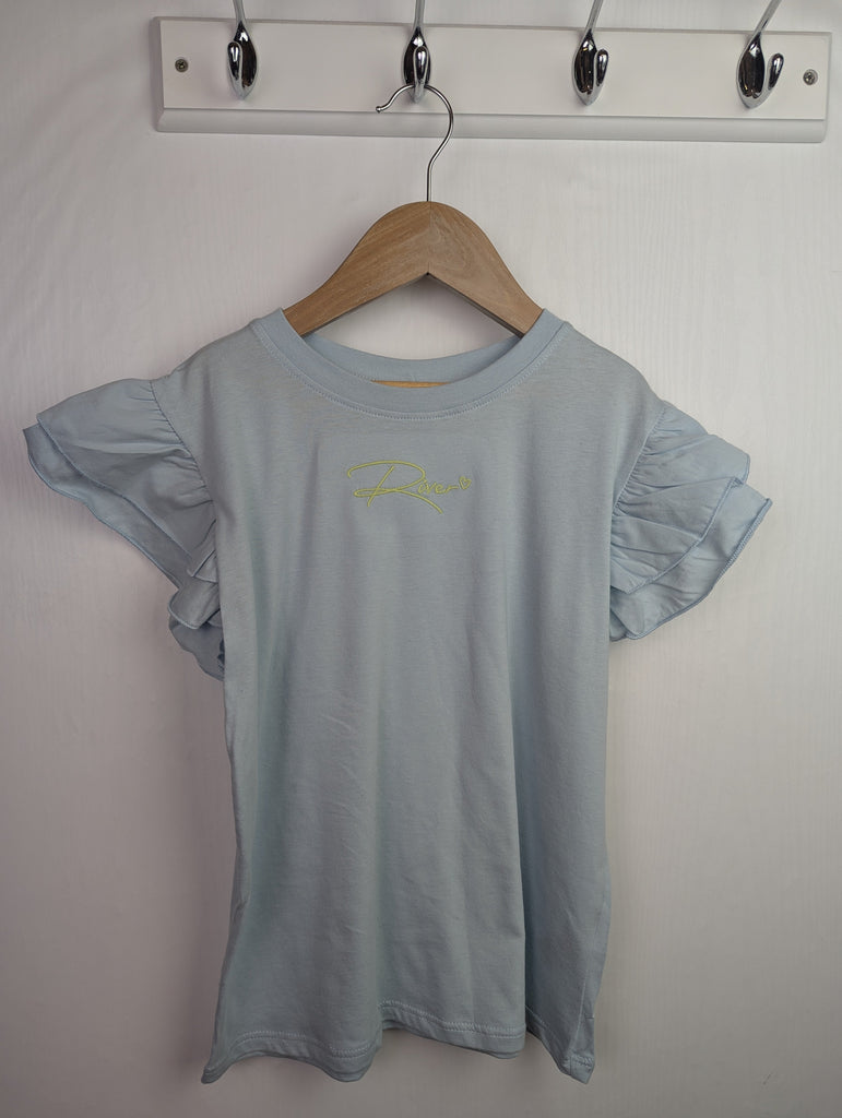 NWOT's River Island Blue Top - Girls 7-8 Years Little Ones Preloved Used, Preloved, Preworn Baby, Girls & Boys Clothes. Kids & Children's second hand Clothing UK Online. Cheap affordable. Brands including Next, Joules, Nutmeg Morrisons, TU, F&F, H&M.