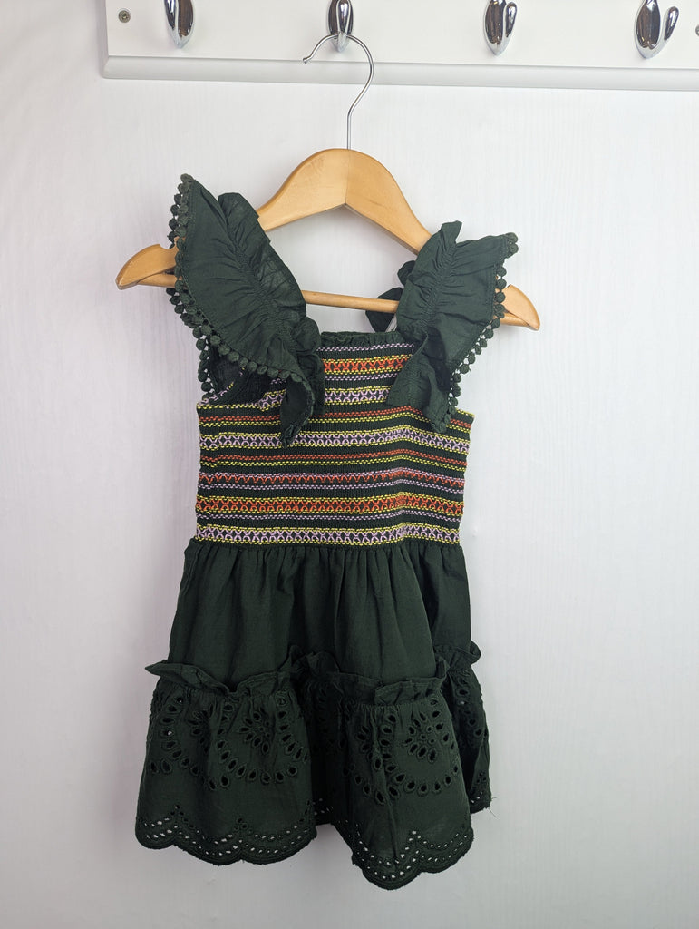 NWOT's River Island Green Ruched Dress - Girls 6-9 Months Little Ones Preloved Used, Preloved, Preworn Baby, Girls & Boys Clothes. Kids & Children's second hand Clothing UK Online. Cheap affordable. Brands including Next, Joules, Nutmeg Morrisons, TU, F&F, H&M.