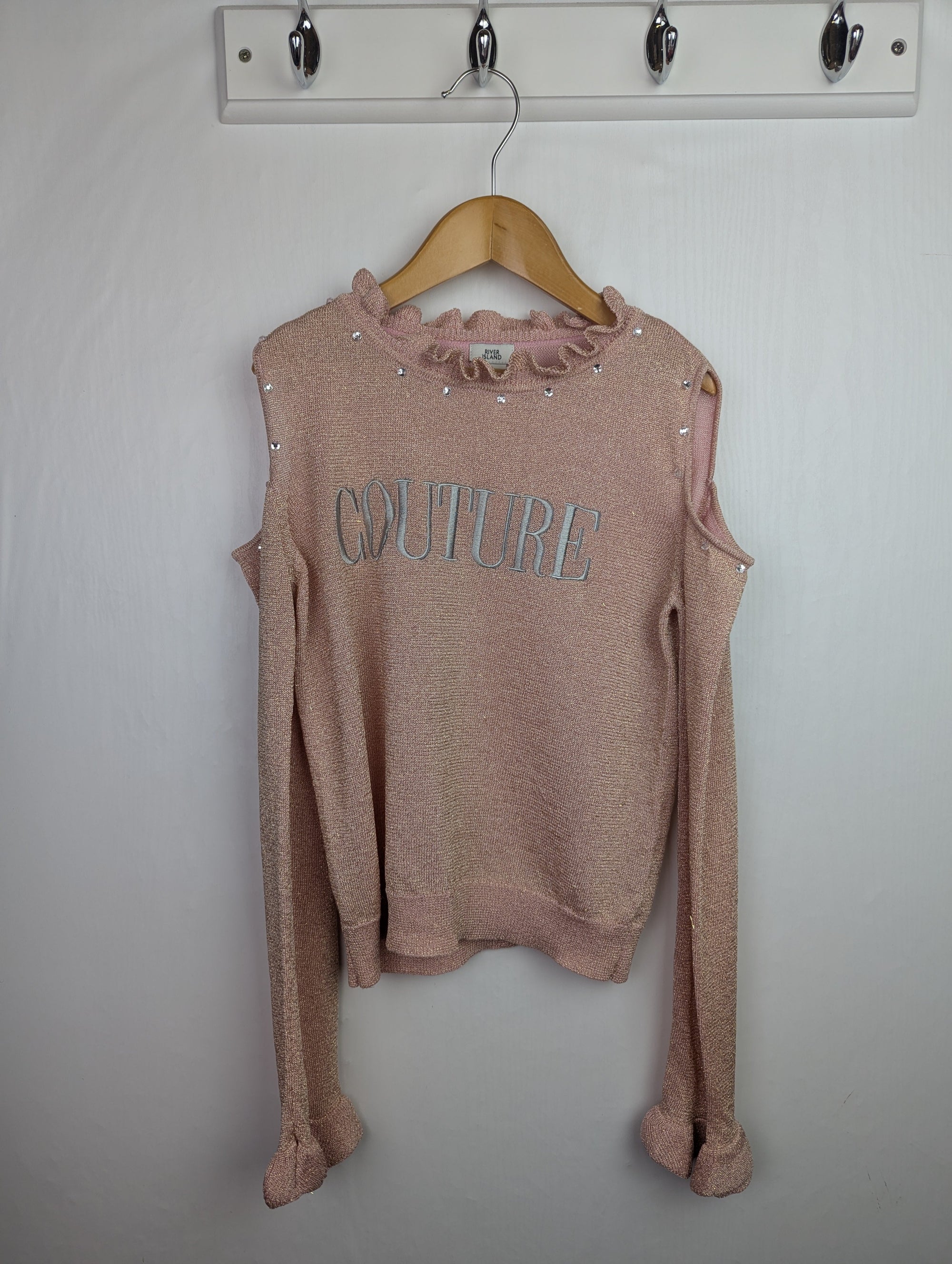 NWOT's River Island Pink Gold Jumper - Girls 7 - 8 Years - Little Ones Preloved. Second Hand Children's & Preloved Baby, Kids, Girls & Boys Clothes. UK online