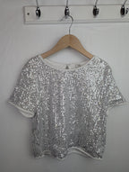 NWOT's River Island Silver Sequin Top - Girls 13 - 14 Years - Little Ones Preloved. Second Hand Children's & Preloved Baby, Kids, Girls & Boys Clothes. UK online