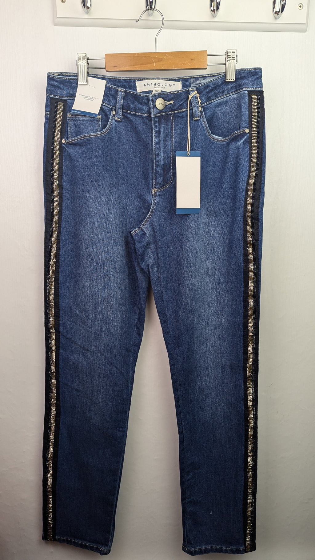 NWT's Anthology Denim Jeans with Beaded Edge - Ladies Size 10 - Little Ones Preloved. Second Hand Children's & Preloved Baby, Kids, Girls & Boys Clothes. UK online