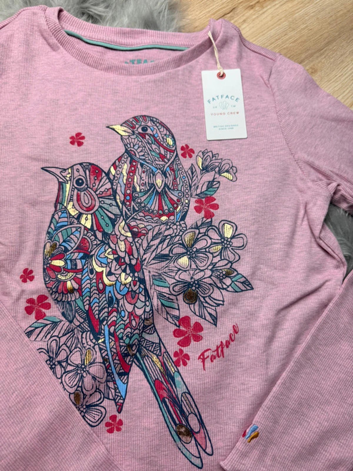 NWT’s Fatface Pink Ribbed Mosaic Bird Top - Girls 11 - 12 Years - Little Ones Preloved. Second Hand Children's & Preloved Baby, Kids, Girls & Boys Clothes. UK online