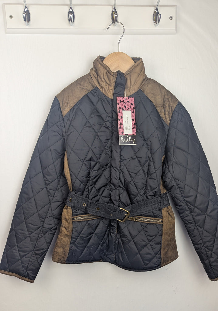 NWT's Lilly Black & Brown Quilted Coat - Girls 8-9 Years Little Ones Preloved Used, Preloved, Preworn Baby, Girls & Boys Clothes. Kids & Children's second hand Clothing UK Online. Cheap affordable. Brands including Next, Joules, Nutmeg Morrisons, TU, F&F, H&M.