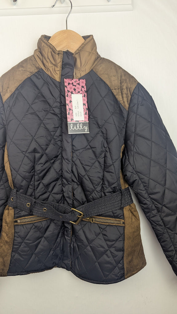 NWT's Lilly Black & Brown Quilted Coat - Girls 8-9 Years Little Ones Preloved Used, Preloved, Preworn Baby, Girls & Boys Clothes. Kids & Children's second hand Clothing UK Online. Cheap affordable. Brands including Next, Joules, Nutmeg Morrisons, TU, F&F, H&M.