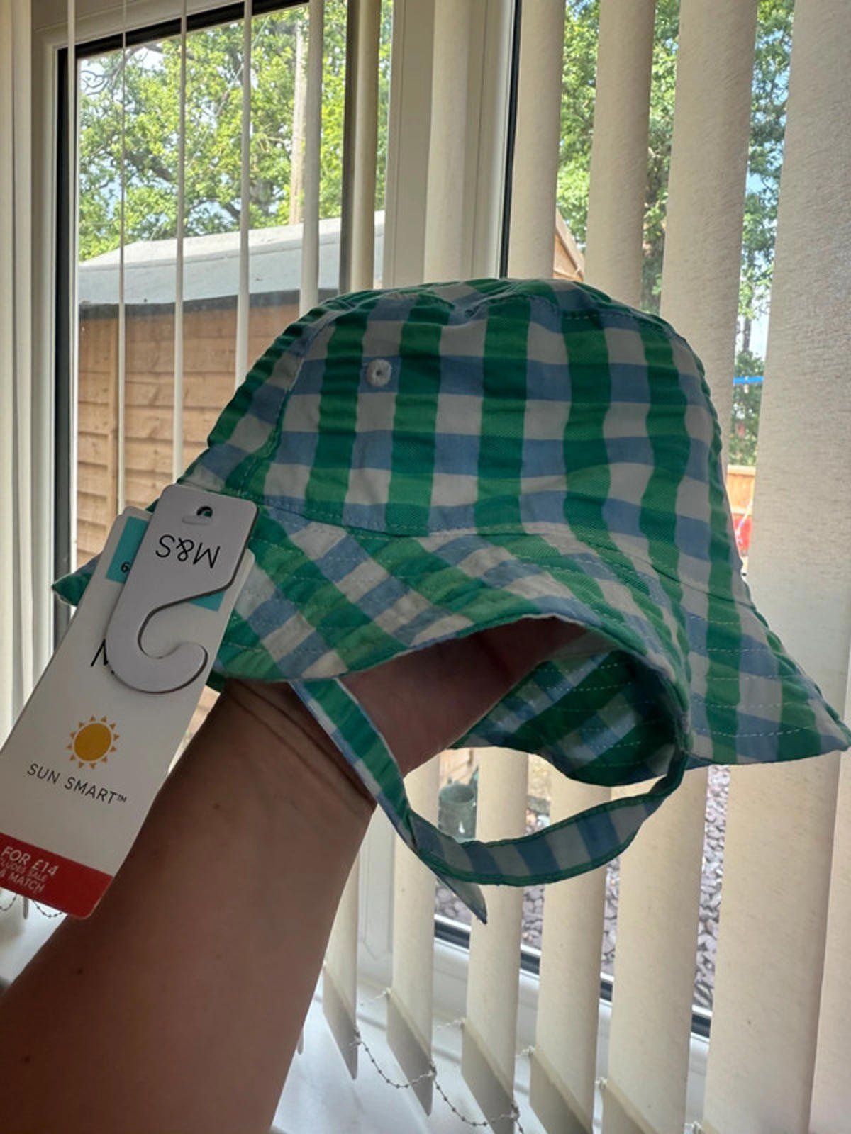 NWT’s M&S Blue & Green Check Summer Hat - Boys 6 - 12 Months - Little Ones Preloved. Second Hand Children's & Preloved Baby, Kids, Girls & Boys Clothes. UK online