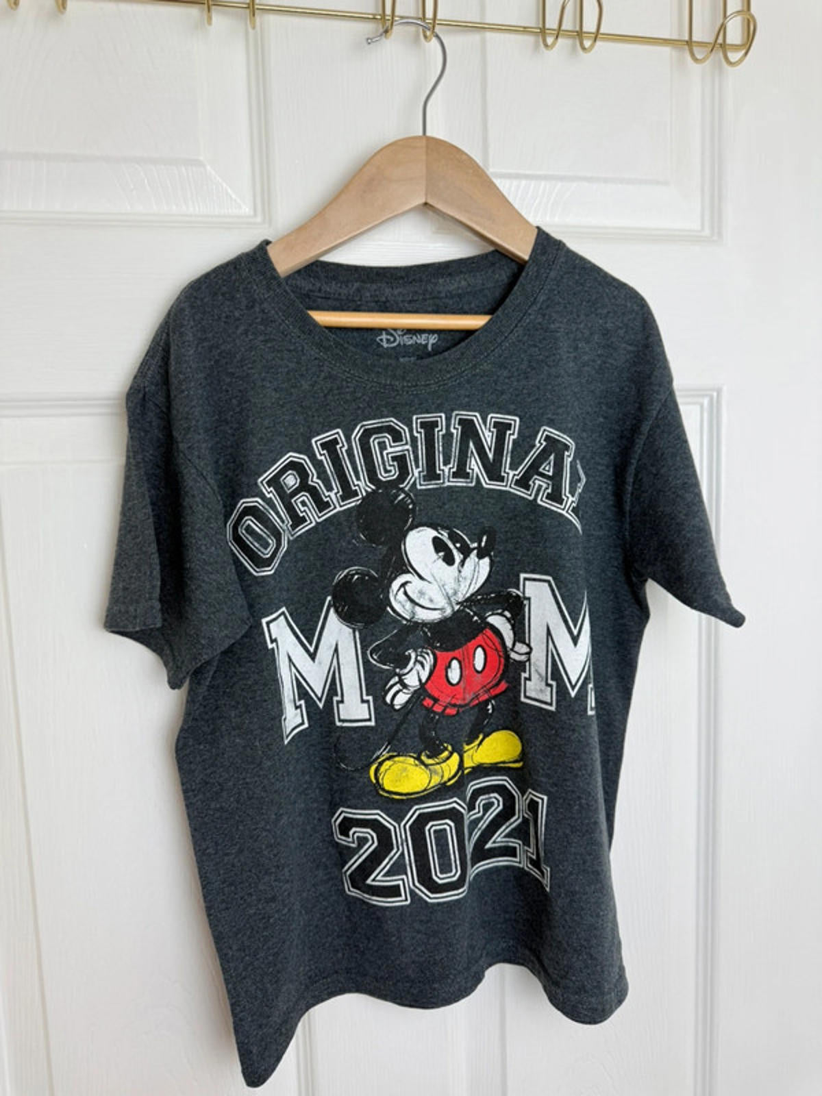 Original Mickey Mouse 2021 Grey Short Sleeve Top - Ladies Size 8 - Little Ones Preloved. Second Hand Children's & Preloved Baby, Kids, Girls & Boys Clothes. UK online