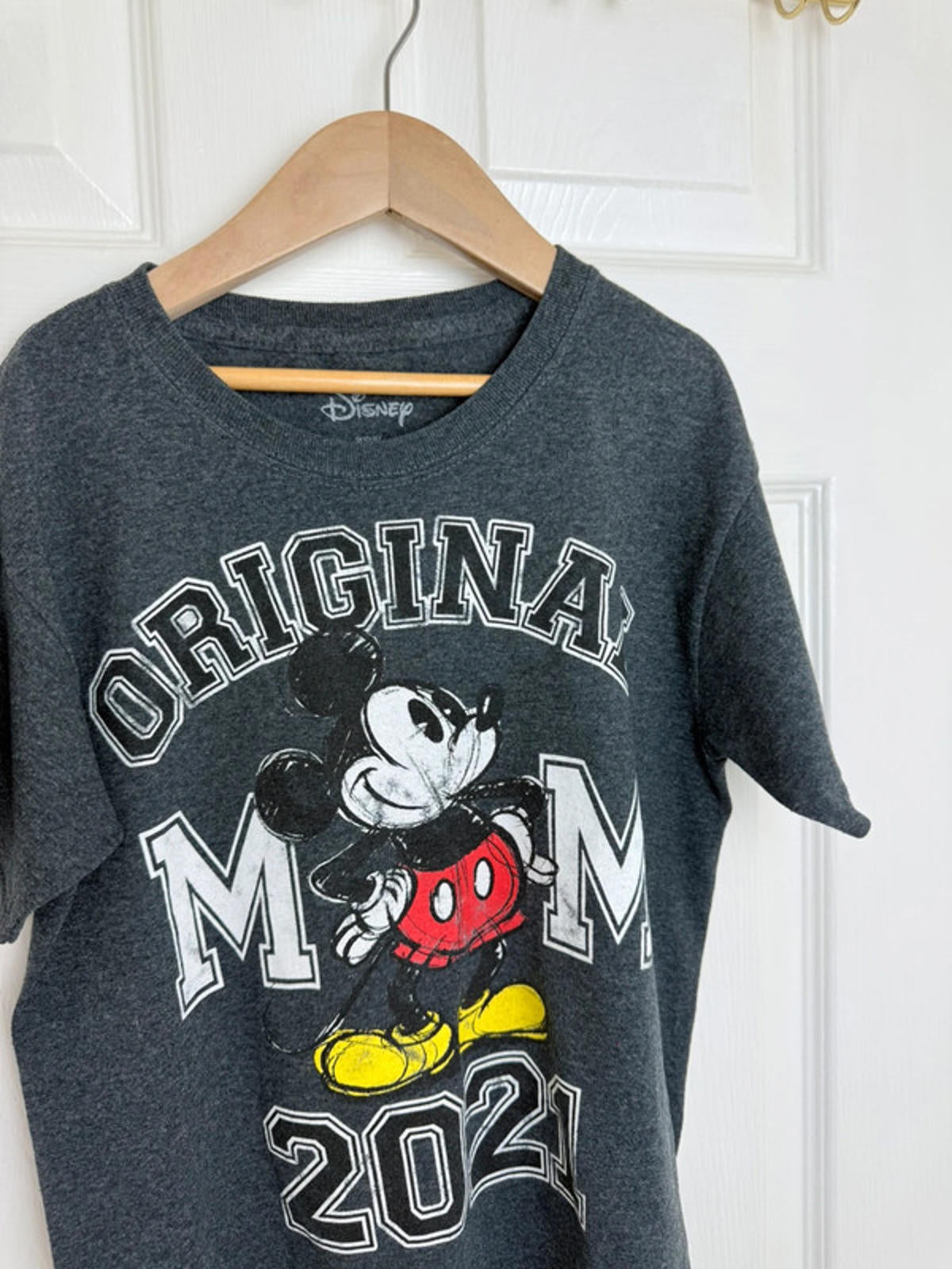 Original Mickey Mouse 2021 Grey Short Sleeve Top - Ladies Size 8 - Little Ones Preloved. Second Hand Children's & Preloved Baby, Kids, Girls & Boys Clothes. UK online