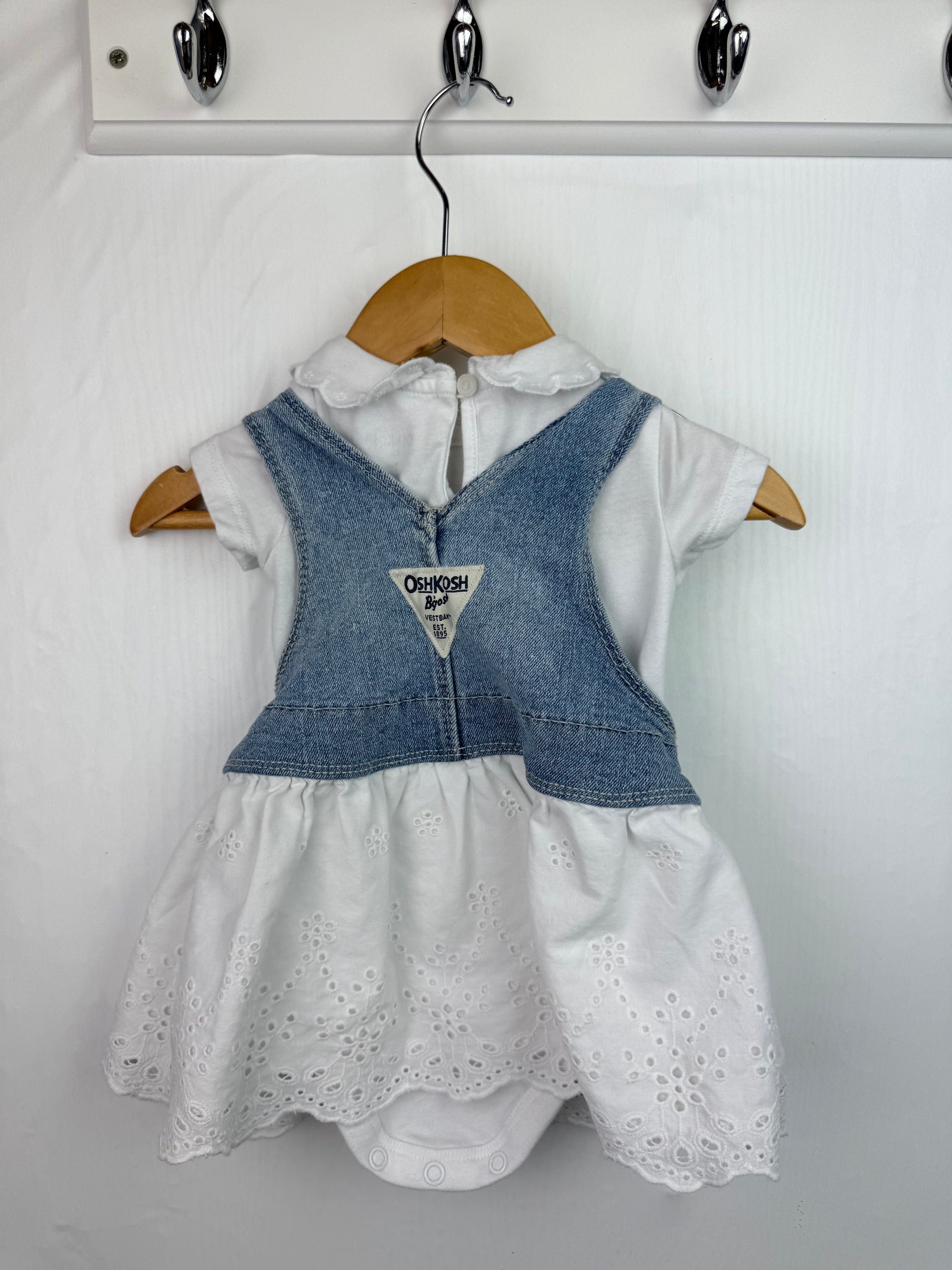 Oshkosh B'Gosh Dunagree Dress & Bodysuit - Girls 3 Months - Little Ones Preloved. Second Hand Children's & Preloved Baby, Kids, Girls & Boys Clothes. UK online