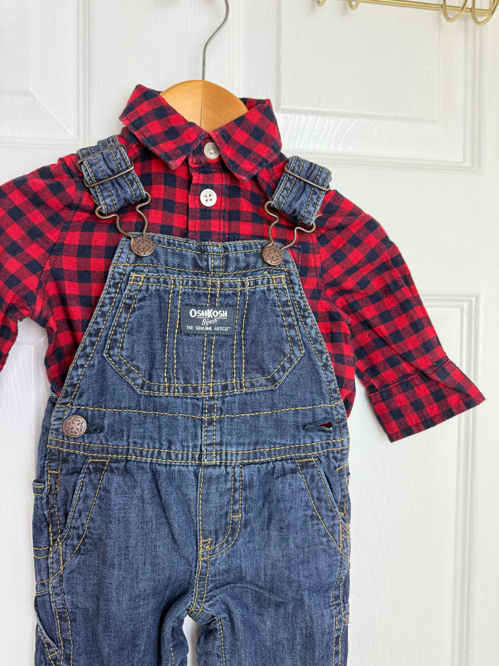 Oshkosh Dungaree & Bodysuit Outfit - Boys 3 Months - Little Ones Preloved. Second Hand Children's & Preloved Baby, Kids, Girls & Boys Clothes. UK online