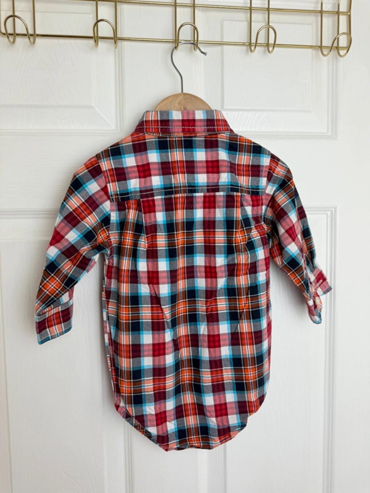 Oshkosh Red/Blue Checked Shirt Bodysuit - Boys 12 Months - Little Ones Preloved. Second Hand Children's & Preloved Baby, Kids, Girls & Boys Clothes. UK online