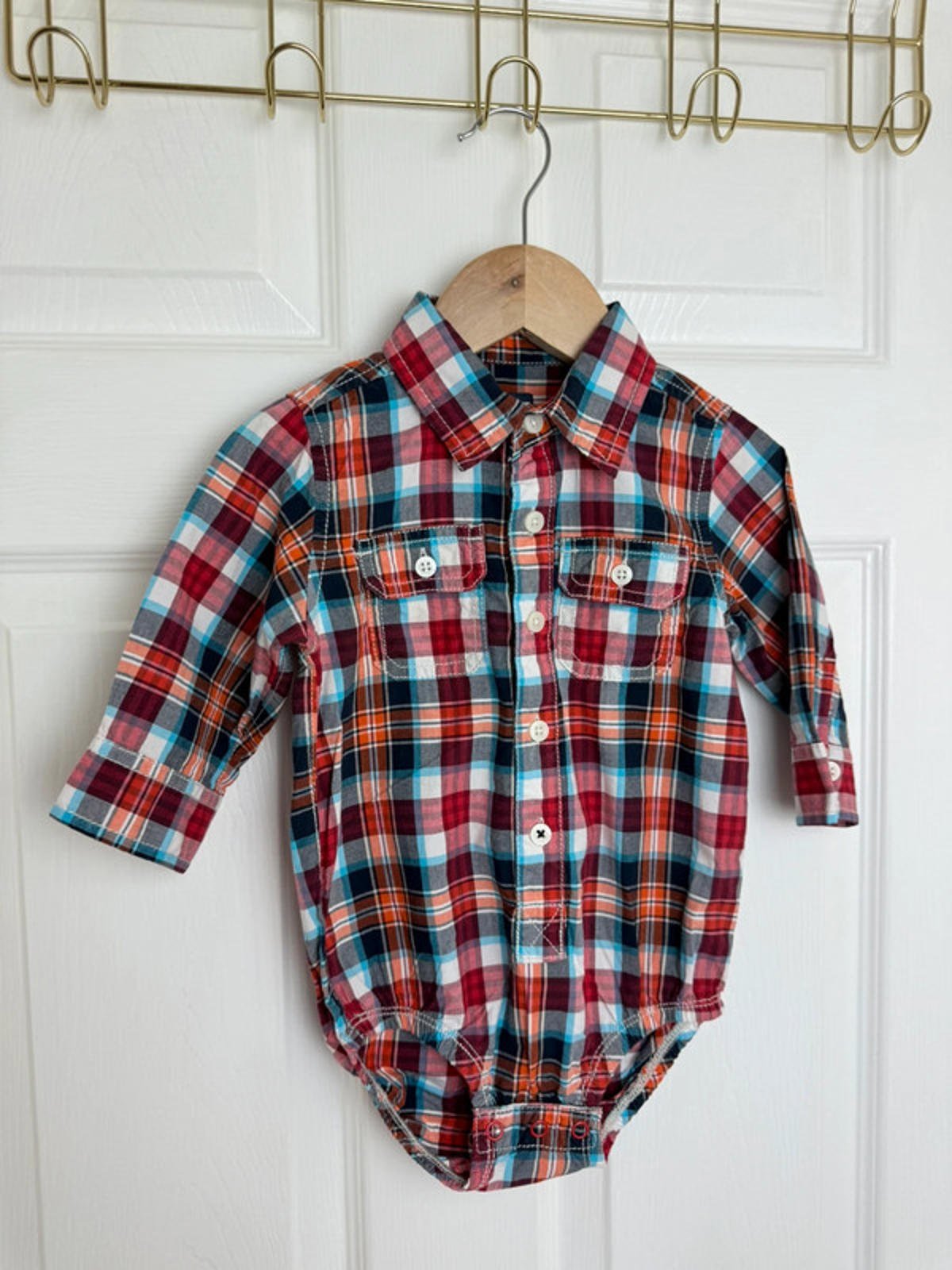 Oshkosh Red/Blue Checked Shirt Bodysuit - Boys 12 Months - Little Ones Preloved. Second Hand Children's & Preloved Baby, Kids, Girls & Boys Clothes. UK online