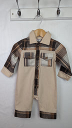 Patpat Beige Gingham Romper - Unisex 0 - 3 Months - Little Ones Preloved. Second Hand Children's & Preloved Baby, Kids, Girls & Boys Clothes. UK online
