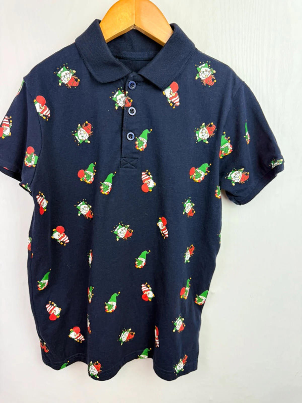 Peacocks Christmas Gonk Polo Shirt - Boys 9 - 10 Years - Little Ones Preloved. Second Hand Children's & Preloved Baby, Kids, Girls & Boys Clothes. UK online