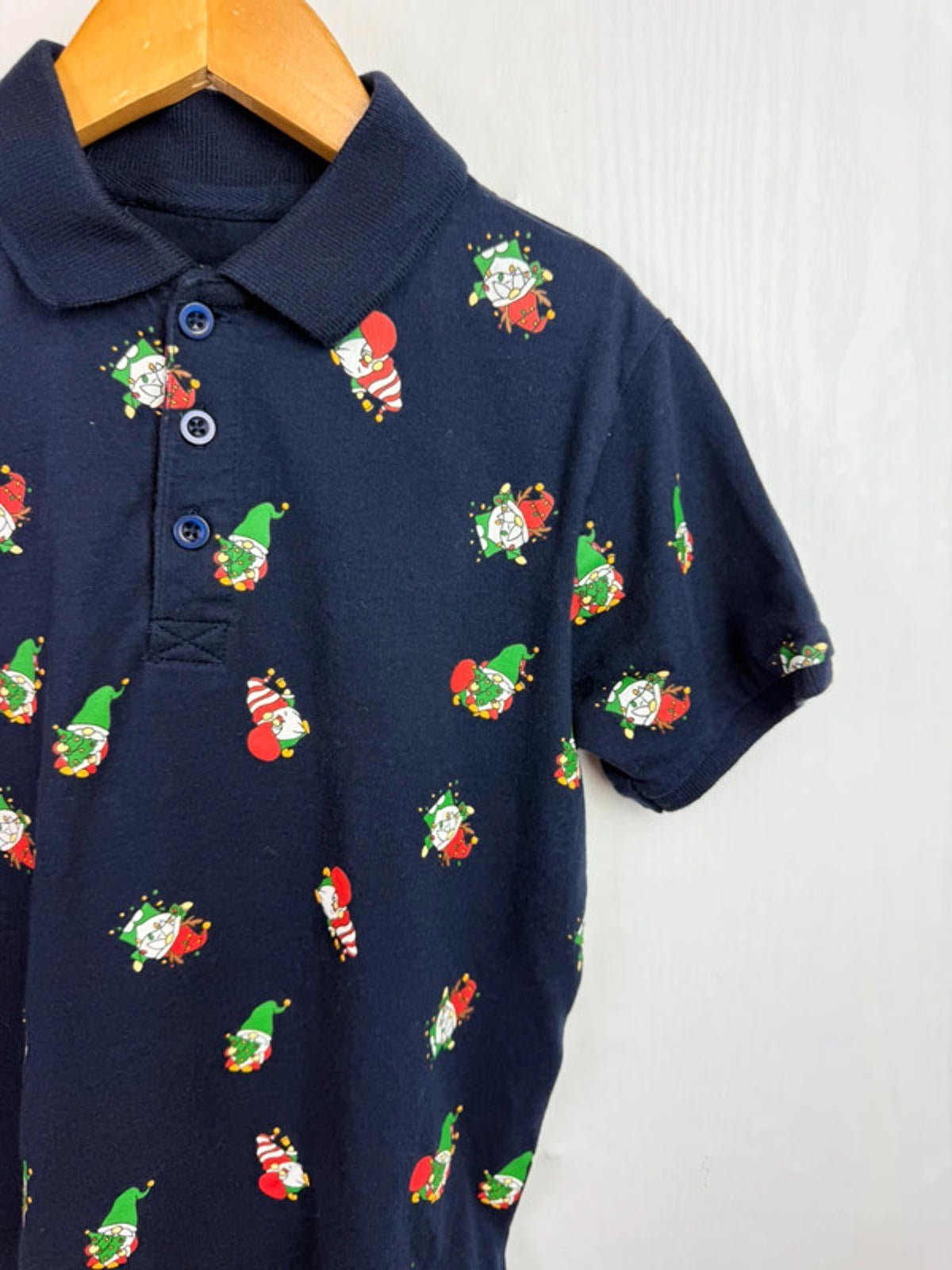 Peacocks Christmas Gonk Polo Shirt - Boys 9 - 10 Years - Little Ones Preloved. Second Hand Children's & Preloved Baby, Kids, Girls & Boys Clothes. UK online
