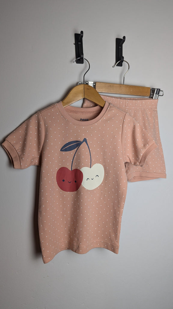 Pekkle Pink Polka Dot Apple Pyjama Set - Girls 4 Years Little Ones Preloved Used, Preloved, Preworn & Second Hand Baby, Kids & Children's Clothing UK Online. Cheap affordable. Brands including Next, Joules, Nutmeg Morrisons, TU, F&F, H&M.