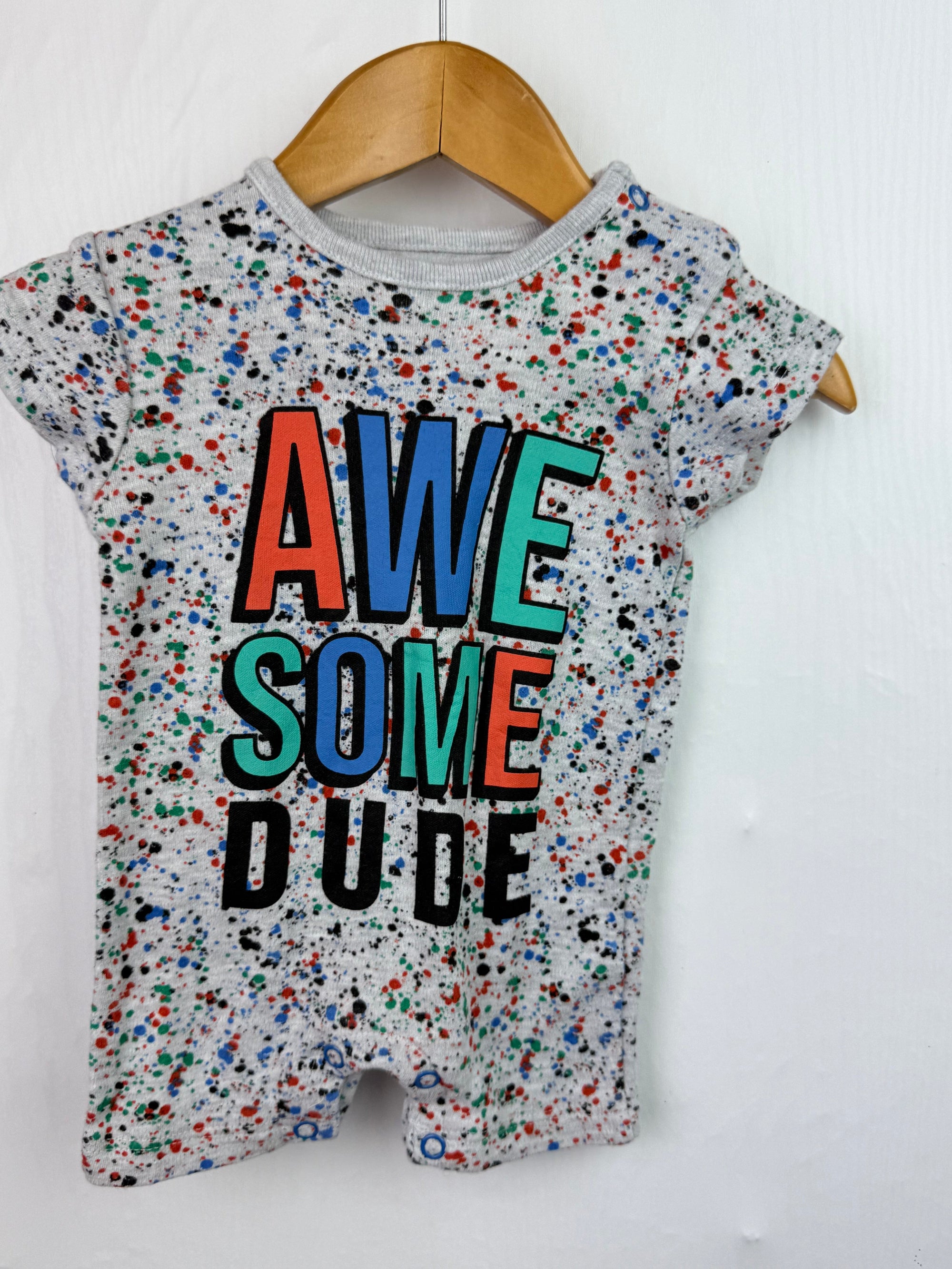Pep & Co Awesome Dude Romper - Boys 0 - 3 Months - Little Ones Preloved. Second Hand Children's & Preloved Baby, Kids, Girls & Boys Clothes. UK online