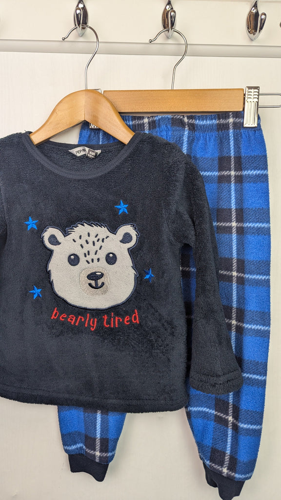 Pep & Co Blue Plaid Teddy Bear Pajamas - Bous 18-24 Months Pep & Co Used, Preloved, Preworn & Second Hand Baby, Kids & Children's Clothing UK Online. Cheap affordable. Brands including Next, Joules, Nutmeg Morrisons, TU, F&F, H&M.