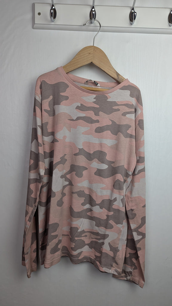 Pep & Co Pink Camo Top - Girls 12-13 Years Little Ones Preloved Used, Preloved, Preworn Baby, Girls & Boys Clothes. Kids & Children's second hand Clothing UK Online. Cheap affordable. Brands including Next, Joules, Nutmeg Morrisons, TU, F&F, H&M.