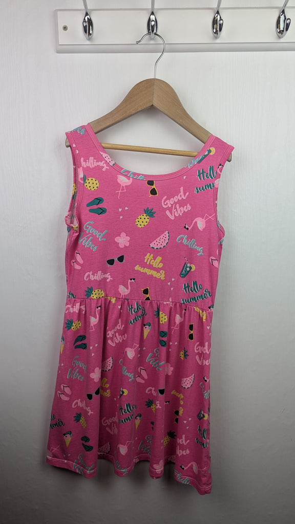 Pep & Co Pink Tropical Dress - Girls 8-9 Years Little Ones Preloved Used, Preloved, Preworn & Second Hand Baby, Kids & Children's Clothing UK Online. Cheap affordable. Brands including Next, Joules, Nutmeg Morrisons, TU, F&F, H&M.