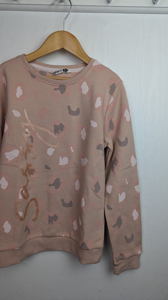 Pep & Co Sassy Animal Print Jumper - Girls 8-9 Years Little Ones Preloved Used, Preloved, Preworn Baby, Girls & Boys Clothes. Kids & Children's second hand Clothing UK Online. Cheap affordable. Brands including Next, Joules, Nutmeg Morrisons, TU, F&F, H&M.