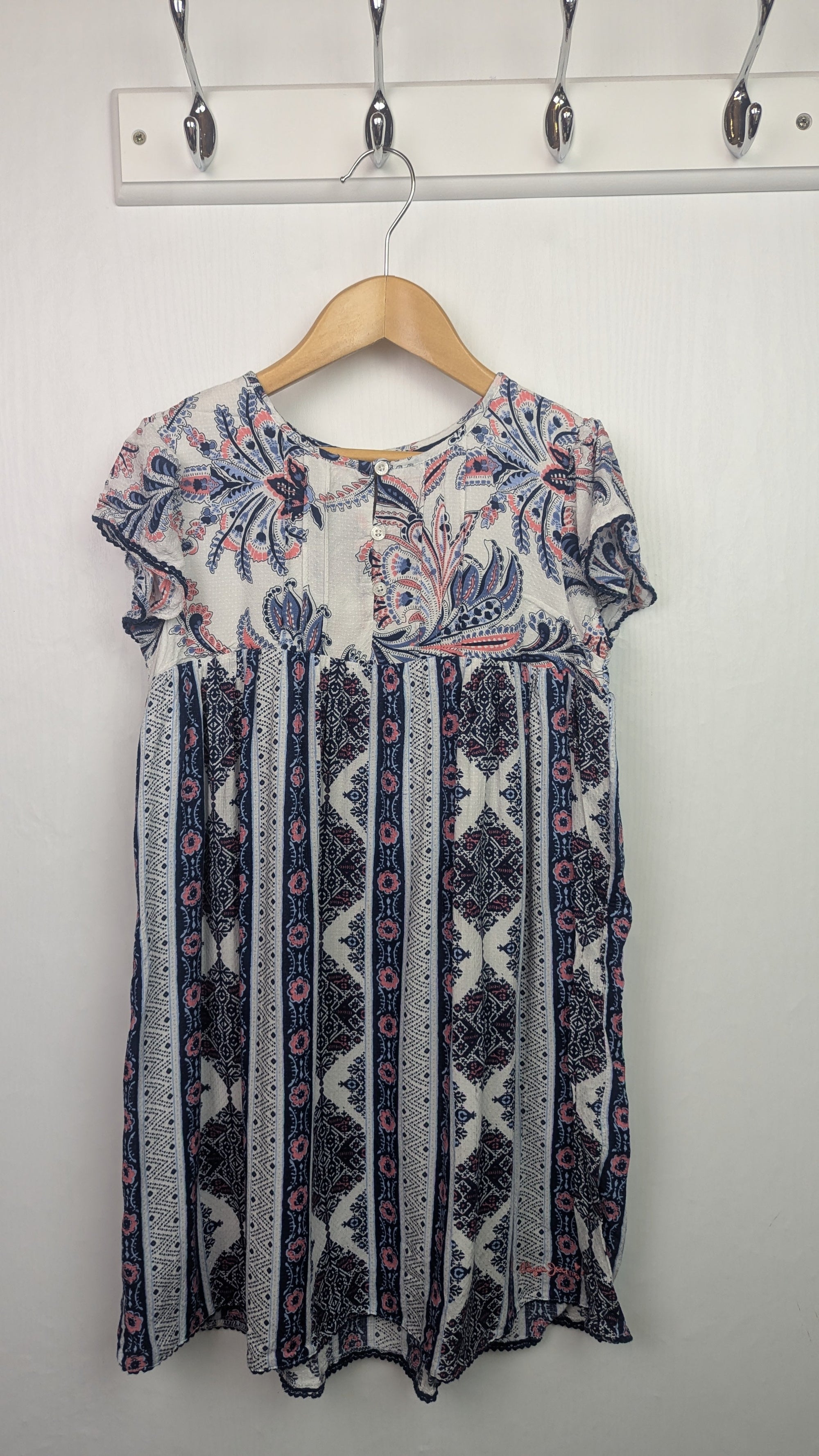 Pepe Jeans Blue & Pink Floral Dress - Girls 8 Years - Little Ones Preloved. Second Hand Children's & Preloved Baby, Kids, Girls & Boys Clothes. UK online