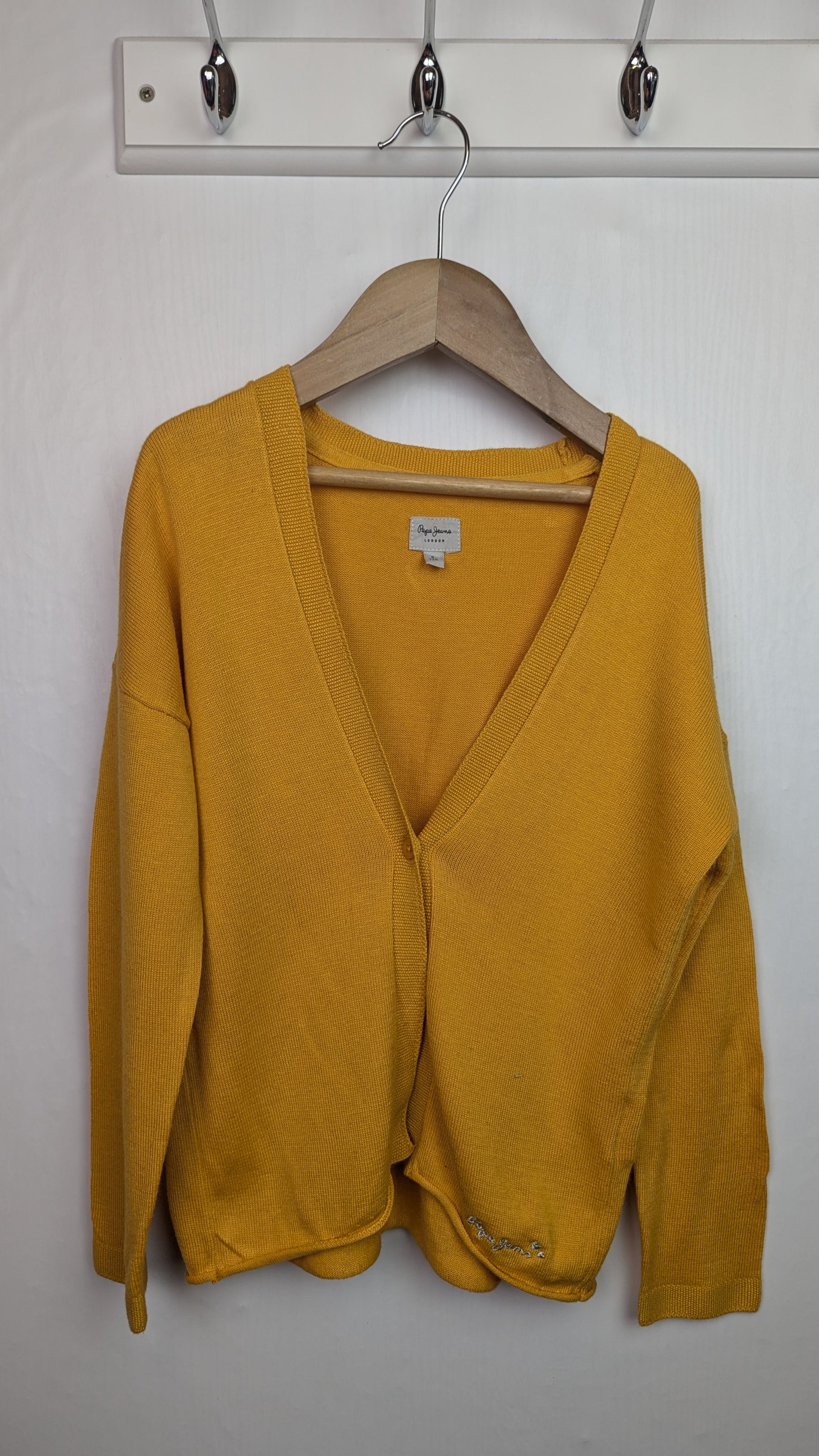 Pepe Jeans Mustard Fine Knit Cardigan - Girls 8 Years - Little Ones Preloved. Second Hand Children's & Preloved Baby, Kids, Girls & Boys Clothes. UK online