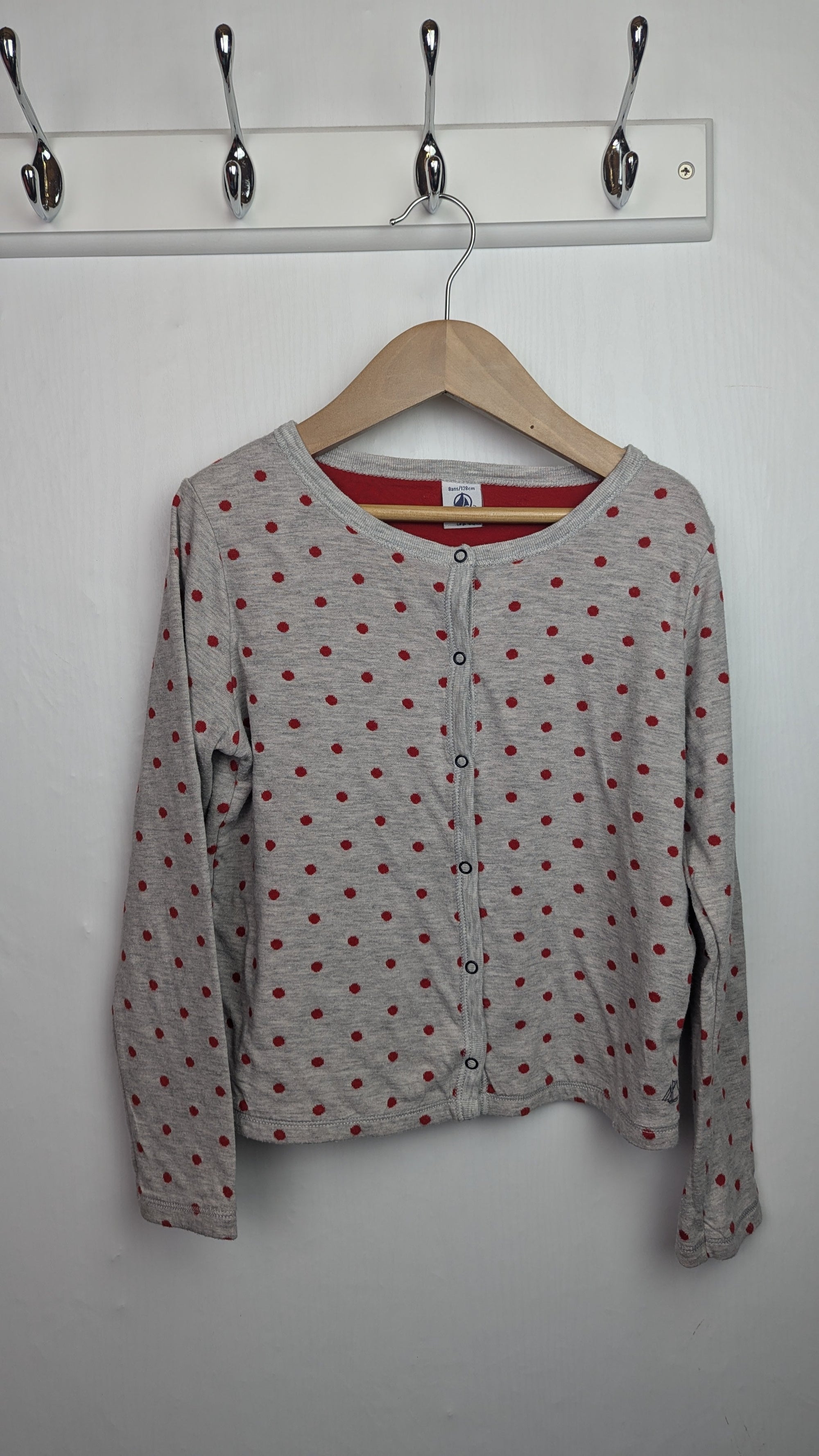 Petit Bateau Grey & Red Cardigan - Girls 8 Years - Little Ones Preloved. Second Hand Children's & Preloved Baby, Kids, Girls & Boys Clothes. UK online