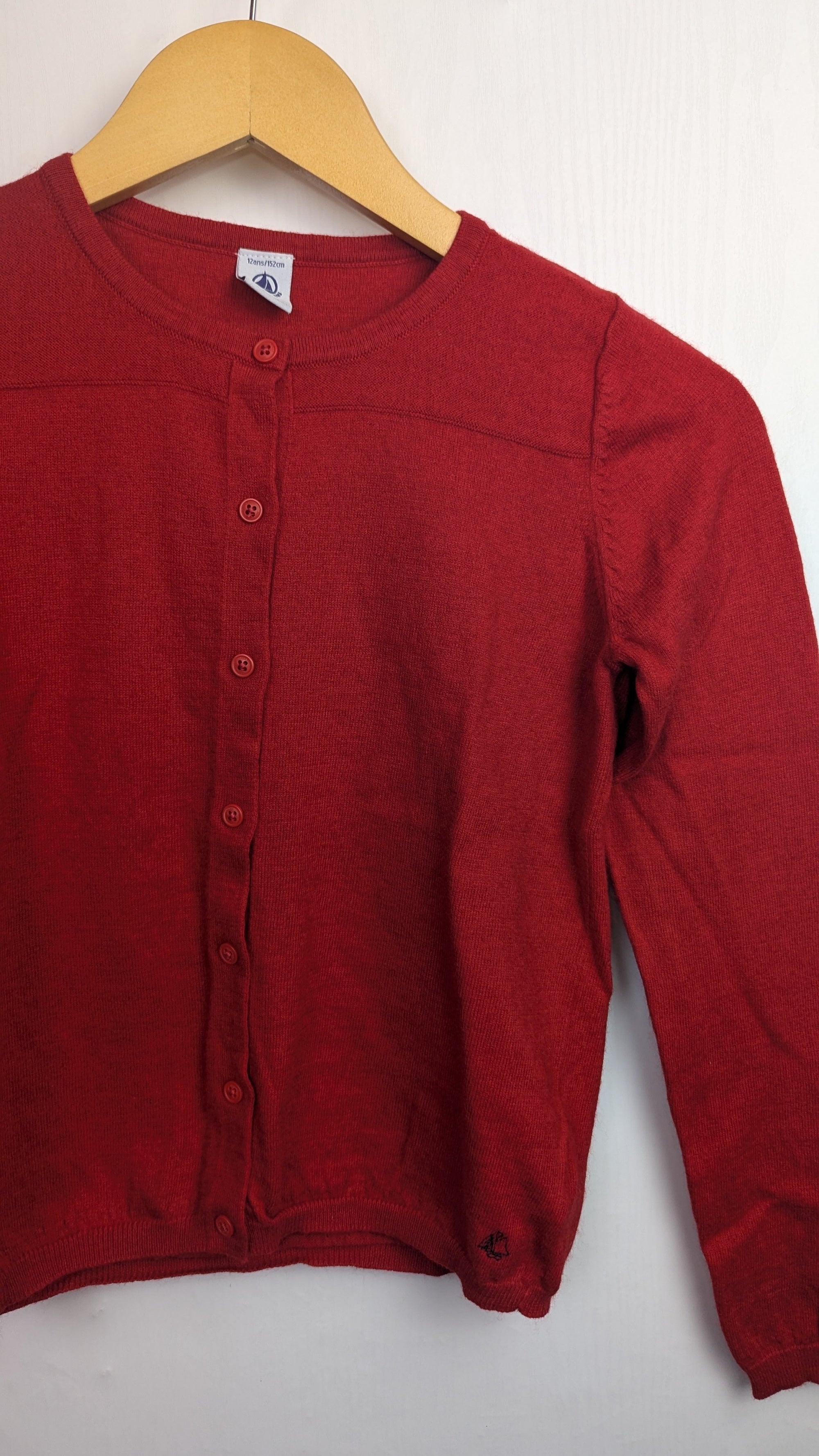 Petit Bateau Red Fine Knit Cardigan - Girls 12 Years - Little Ones Preloved. Second Hand Children's & Preloved Baby, Kids, Girls & Boys Clothes. UK online