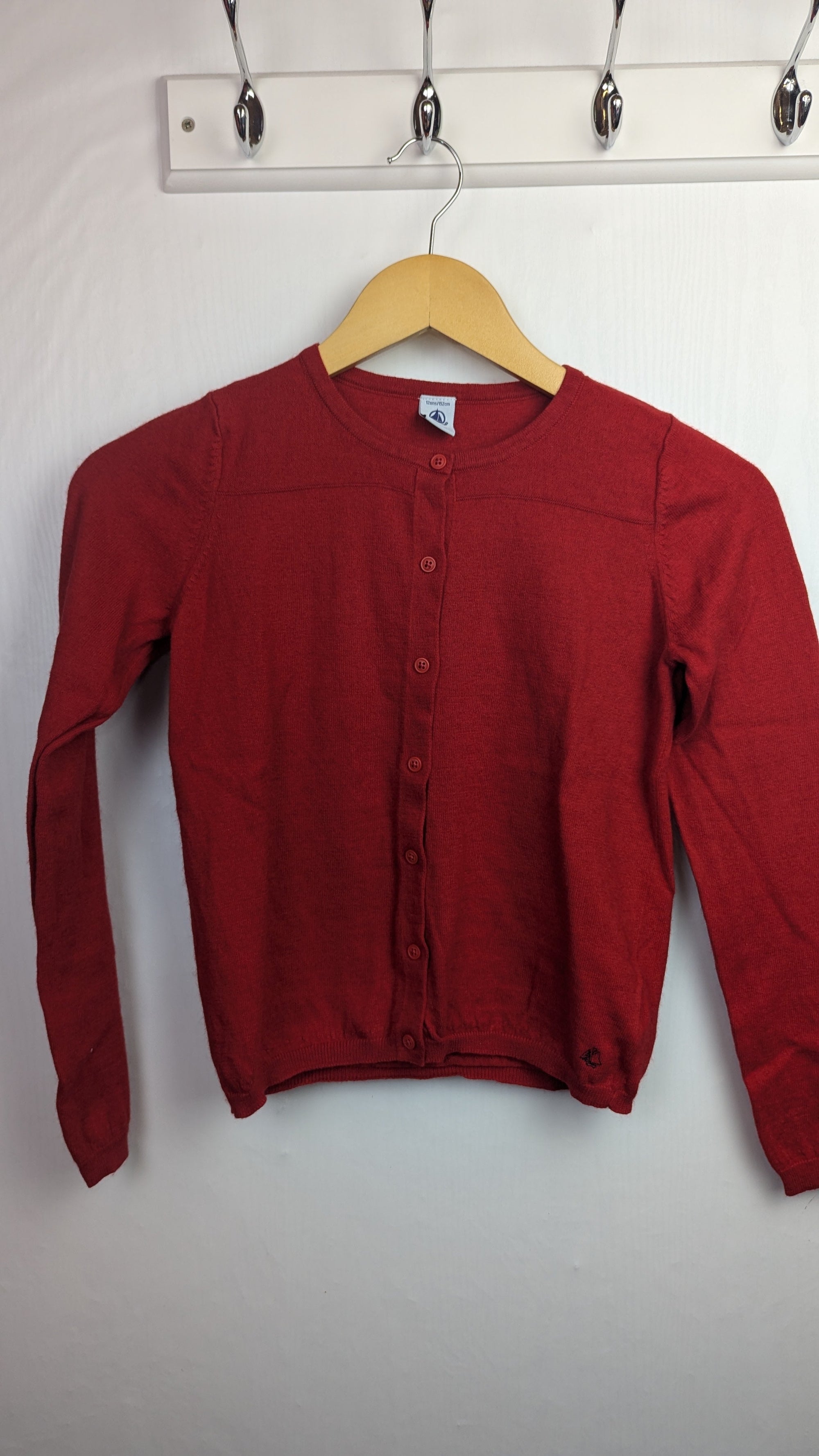 Petit Bateau Red Fine Knit Cardigan - Girls 12 Years - Little Ones Preloved. Second Hand Children's & Preloved Baby, Kids, Girls & Boys Clothes. UK online